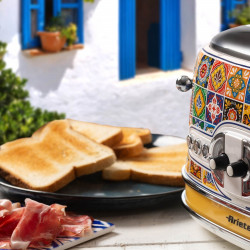 Тостер за хляб Ariete Positano 0156/0P, 1600W, 4 филии, 3 функции, 6 степени, Подвижна тава за трохи, Бял/жълт