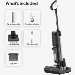 Aspirator vertical Tineco Floor One S7 Flashdry Pet, 230W, Curatare umeda, Autonomie 40 minute, 4 moduri, Sistem de auto-curatare FlashDry, LED display, Negru