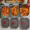 Комплект 3 бр кутии за храна Black+Blum Meal Prep FBSS-BX-PACK1, 0.6/0.9/1.2 l, Правоъгълни, Подходящи за фурна, Без BPA, Неръждаема стомана, Сив