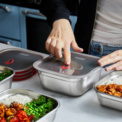 Black+Blum FBSS-SQ-L017 Food Container, 1.4 L, Square, Oven-safe, BPA-free, Stainless steel, Gray
