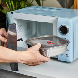 Кутия за храна Black+Blum FBSS-SQ-L017, 1.4 l, Квадратна, Подходяща за фурна, Без BPA, Неръждаема стомана, Сив