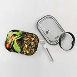 Κουτί φαγητού Black+Blum BAM-SS-L018, 1 l, ορθογώνιο, ασφαλές για φούρνο, χωρίς BPA, ανοξείδωτο ατσάλι, γκρι