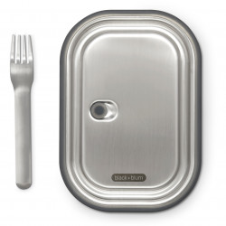 Кутия за храна Black+Blum BAM-SS-L018, 1 l, Правоъгълна, Подходяща за фурна, Без BPA, Неръждаема стомана, Сив/Червен