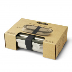 Cutie pentru alimente Black+Blum BAM-SS-L018, 1 L, Dreptunghiulara, Sigura pentru cuptor,Fara BPA, Otel inoxidabil, Gri