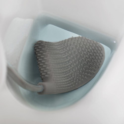 Perie de toaleta Joseph Joseph Flex 70517, Cap flexibil in forma de D, Otel inoxidabil, Alb/Inox