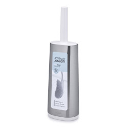 Perie de toaleta Joseph Joseph Flex 70517, Cap flexibil in forma de D, Otel inoxidabil, Alb/Inox