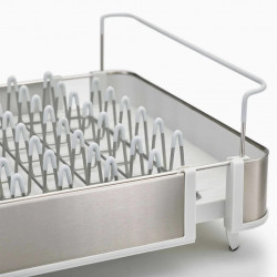 Uscator de vase Joseph Joseph Extend 851692, Extensibil, Drenaj, Suport ustensile si tacamuri detasabil, Sampanie/Alb