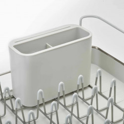 Uscator de vase Joseph Joseph Extend 851692, Extensibil, Drenaj, Suport ustensile si tacamuri detasabil, Sampanie/Alb