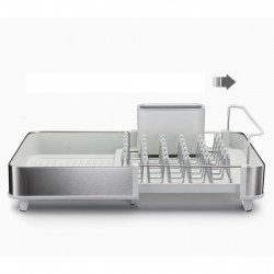 Uscator de vase Joseph Joseph Extend 851692, Extensibil, Drenaj, Suport ustensile si tacamuri detasabil, Sampanie/Alb