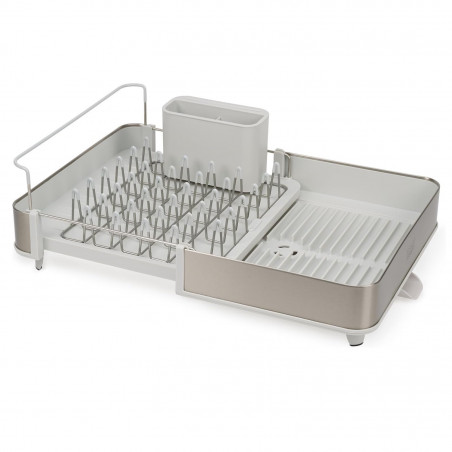 Uscator de vase Joseph Joseph Extend 851692, Extensibil, Drenaj, Suport ustensile si tacamuri detasabil, Sampanie/Alb