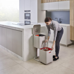 3σε1 Joseph Joseph Totem Compact 30064, 2x20 l, Δοχείο απορριμμάτων 3 l, Κάθετος σχεδιασμός, Ανταλλάξιμα φίλτρα με ενεργό άνθρακα, Μπεζ