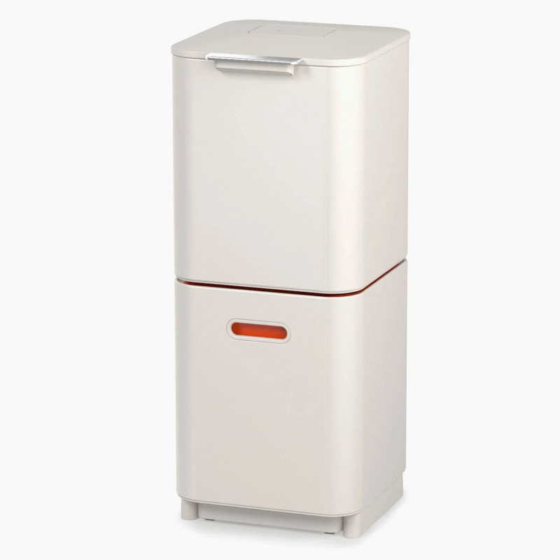 Joseph Joseph Totem Compact 3-in-1 Trash Can 30064, 2x20 L, 3 L Waste Bin, Vertical Design, Replaceable Activated Carbon Filters, Beige