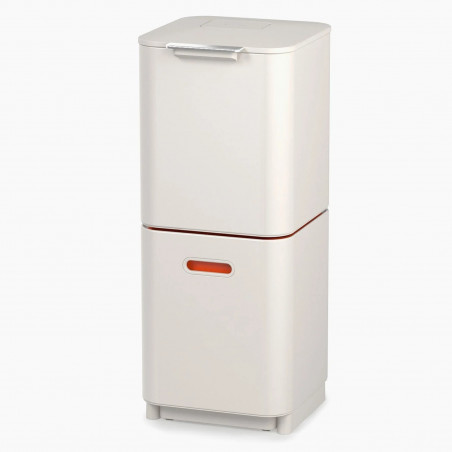 Joseph Joseph Totem Compact 3-in-1 Trash Can 30064, 2x20 L, 3 L Waste Bin, Vertical Design, Replaceable Activated Carbon Filters, Beige