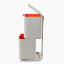 Кошче за боклук 3в1 Joseph Joseph Totem Compact 30064, 2x20 л, 3 л контейнер за оптадъци, Вертикален дизайн, Сменяеми филтри с активен въглен, Бежов