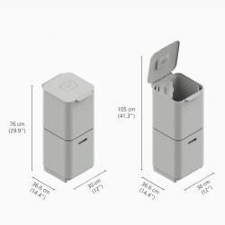 Кошче за боклук 3в1 Joseph Joseph Totem Compact 30064, 2x20 л, 3 л контейнер за оптадъци, Вертикален дизайн, Сменяеми филтри с активен въглен, Бежов