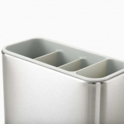 Suport pentru ustensile cu scurgere Joseph Joseph 851694, 3 compartimente, Baza antiderapanta, Detasabil, Inox/Alb