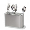 Suport pentru ustensile cu scurgere Joseph Joseph 851694, 3 compartimente, Baza antiderapanta, Detasabil, Inox/Alb