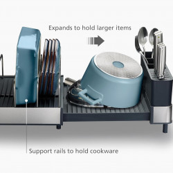 Uscator de vase Joseph Joseph 851690, Extensibil, Scurgere, Compartiment pentru cutite, Pliabil, Gri inchis/Inox