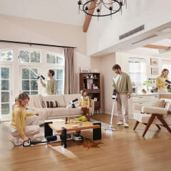 Вертикална прахосмукачка Tineco Floor One Switch S6 Stretch Plus 5в1, 21000 Pa, Сухо/Мокро, 0.72 л мръсна/0.8 л чиста, Wi-Fi, iLoop адаптивна мощност, Черен/бял