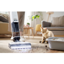 Κάθετη ηλεκτρική σκούπα Tineco Floor One S7 Steam Plus 4B1, 240W, Στεγνό/Υγρό, 0,7 l βρώμικο/0,8 l καθαρό, οθόνη LED και φωτισμός, Ατμός + στέγνωμα, Λευκό/μαύρο