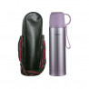 Rosberg R52010FB Insulated Bottle with Case, 0.5 L, Double-Wall Vacuum Insulation, Cup Lid, Purple/Stainless Steel