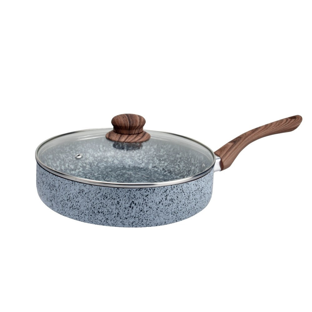 Тиган с капак Oliver Voltz Siena OV51319J28CD, 28 см, Дълбок, Мраморно покритие, Индукция, Сив