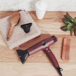 Tesla DRH500BBD Hair Dryer, 2200W, 68,000 rpm, 4 speed settings, 4 heat settings, up to 120°C, ionization, cool shot, LED display, burgundy