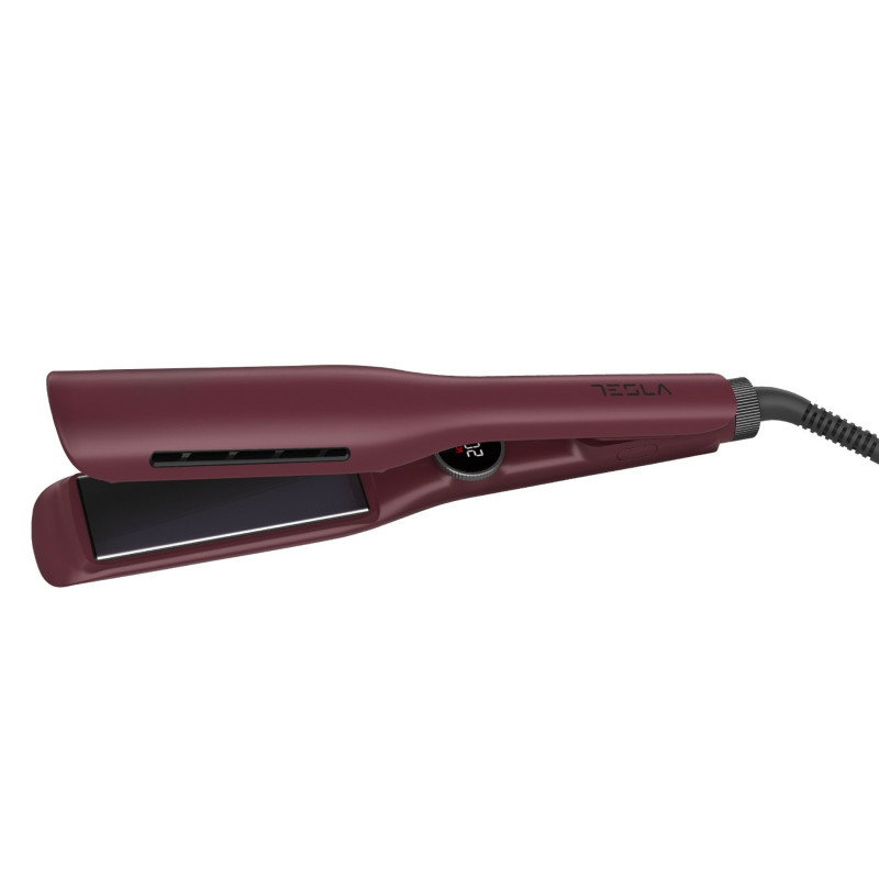 Tesla STH520BBW Hair Straightener, 65W, 10 temperature settings, Floating plates, Ceramic tourmaline coating, Digital display, Up to 230°C, Burgundy