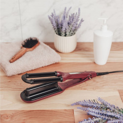 Tesla WVH500BB Hair Straightener, 100W, Ceramic Coating, Digital Display, Timer, Up to 200°C, Burgundy