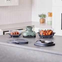 Friteuza cu aer cald portabila 4in1 Ninja CRISPi FN101EUSG, 1700W, 3.8l, 6 portii, 2 recipiente din sticla, 4 programe, Fara PFAS si BPA, Verde