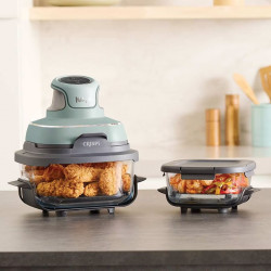 Friteuza cu aer cald portabila 4in1 Ninja CRISPi FN101EUSG, 1700W, 3.8l, 6 portii, 2 recipiente din sticla, 4 programe, Fara PFAS si BPA, Verde