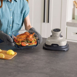 Ninja CRISPi FN101EUST 4-in-1 Portable Hot Air Fryer, 1700W, 3.8L, 6 servings, 2 glass containers, 4 programs, PFAS- and BPA-free, Beige