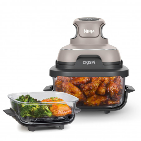 Friteuza cu aer cald portabila 4in1 Ninja CRISPi FN101EUST, 1700W, 3.8l, 6 portii, 2 recipiente din sticla, 4 programe, Fara PFAS si BPA, Bej