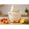 Mixer cu bol Techwood TMB-340, 500W, 6 viteze, 2x 3.5 l, Capac anti-stropire, Alb sampanie