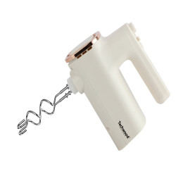 Mixer cu bol Techwood TMB-340, 500W, 6 viteze, 2x 3.5 l, Capac anti-stropire, Alb sampanie