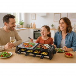 Gratar raclette Techwood TRGP-896, 1200W, Termostat, 8 mini raclette, Protectie dubla, Negru