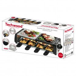 Techwood TRGP-896 raclette grill, 1200W, termosztát, 8 mini raclette, dupla védelem, fekete színű