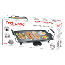 Скара тепаняки Techwood TTP-2343, 2000W, 43x23 см, Незалепващо покритие, Термостат, Черен
