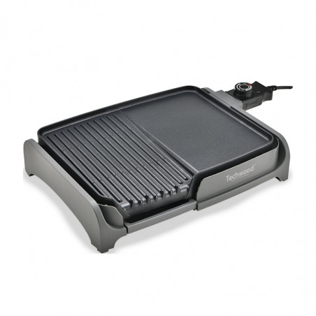 Gratar electric Teppan Yaki Techwood TTG-3326/2, 1600W, 33x26 cm, Acoperire neaderenta, Termostat, Negru