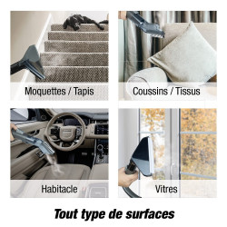 Aparat multifunctional cu aburi si aspirator Techwood TAN-7055V, 600/800W, Rezervor de apa curata si reziduala, 3 moduri, Afisaj digital, Gri/Portocaliu