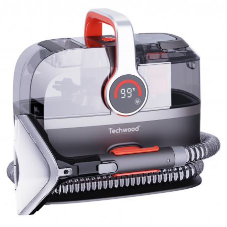 Aparat multifunctional cu aburi si aspirator Techwood TAN-7055V, 600/800W, Rezervor de apa curata si reziduala, 3 moduri, Afisaj digital, Gri/Portocaliu