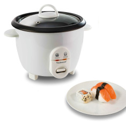 Techwood TCR-102 Rice Cooker, 400W, 1 L, Keep Warm, White