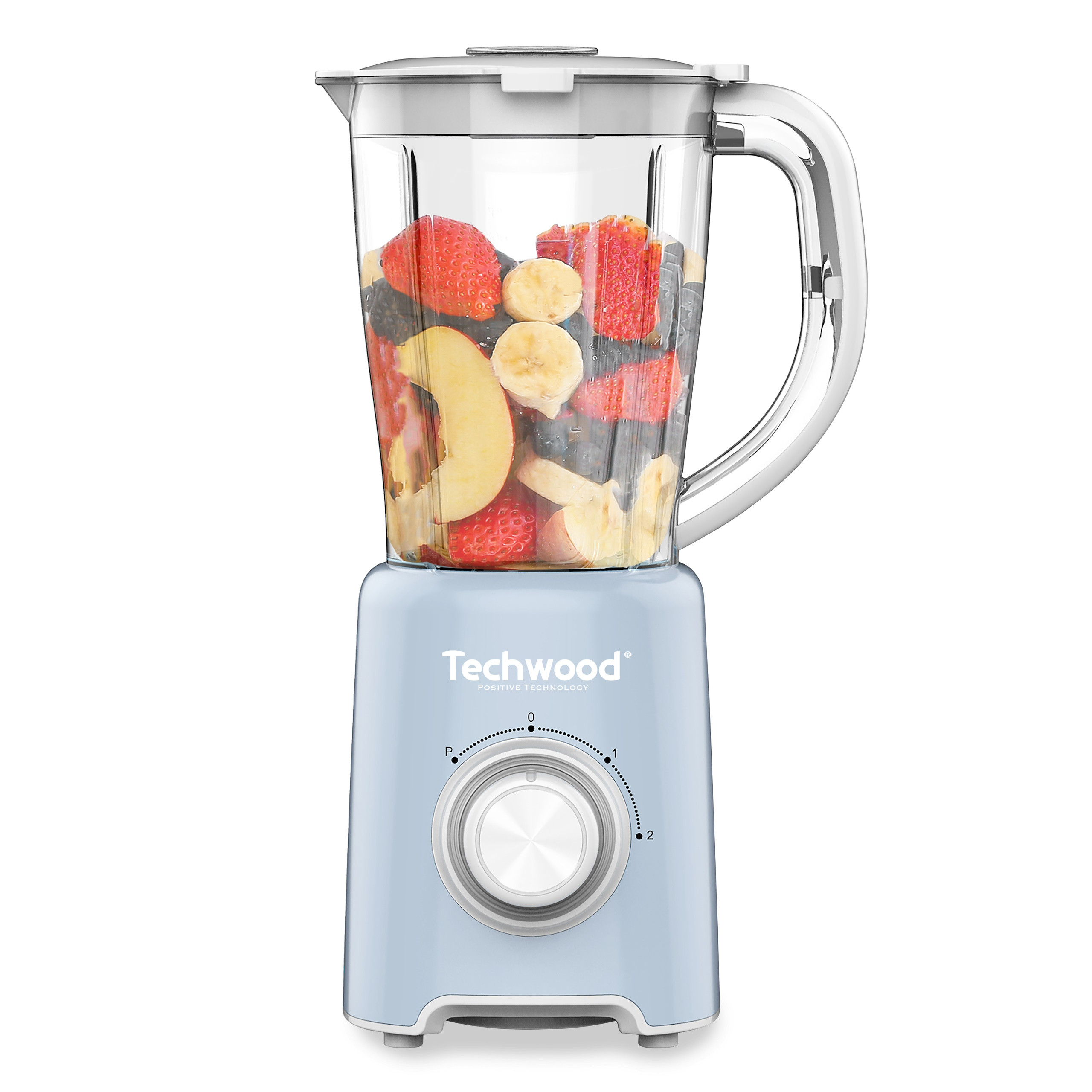 Блендер Techwood TBL-784, 500W, 1.5 л, 2 скорости + импулси, Стоманени ножове, Светлосин