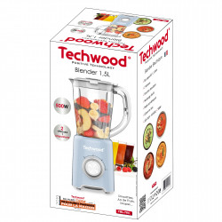 Blender Techwood TBL-784, 500W, 1.5 l, 2 viteze + impuls, Lame din otel, Albastru deschis