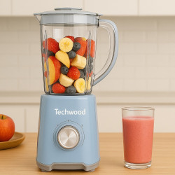 Μπλέντερ Techwood TBL-784, 500W, 1.5 l, 2 ταχύτητες + παλμοί, ατσάλινες λεπίδες, γαλάζιο χρώμα