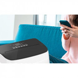 Aparat de aer conditionat portabil Tesla TTMYW-09CHW, 90000 BTU, 25 m², 390 m³/h, Wi-Fi, Fara scurgere, R290, Afisaj LED, Dezumidificare, Mod de noapte, Alb