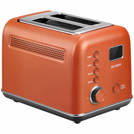 BUYDEEM DT730E Toaster, 900W, 2 slots, 9 automatic programs, 9 browning levels, stainless steel body, LCD display, LED indicators, self-centering, timer, orange