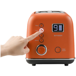 BUYDEEM DT730E Toaster, 900W, 2 slots, 9 automatic programs, 9 browning levels, stainless steel body, LCD display, LED indicators, self-centering, timer, orange