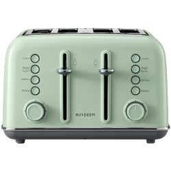 Prajitor de pаine BUYDEEM DT640E, 1800W, 4 felii, 7 programe automate, 7 trepte de prajire, indicatori LED, Tavi pentru firimituri, Pop-up inalt, Verde