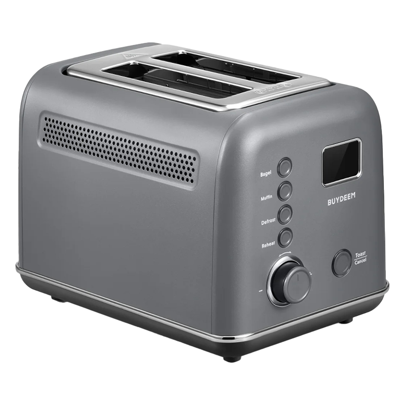 BUYDEEM DT730E Toaster, 900W, 2 slots, 9 automatic programs, 9 browning levels, stainless steel body, LCD display, LED indicators, self-centering, timer, gray